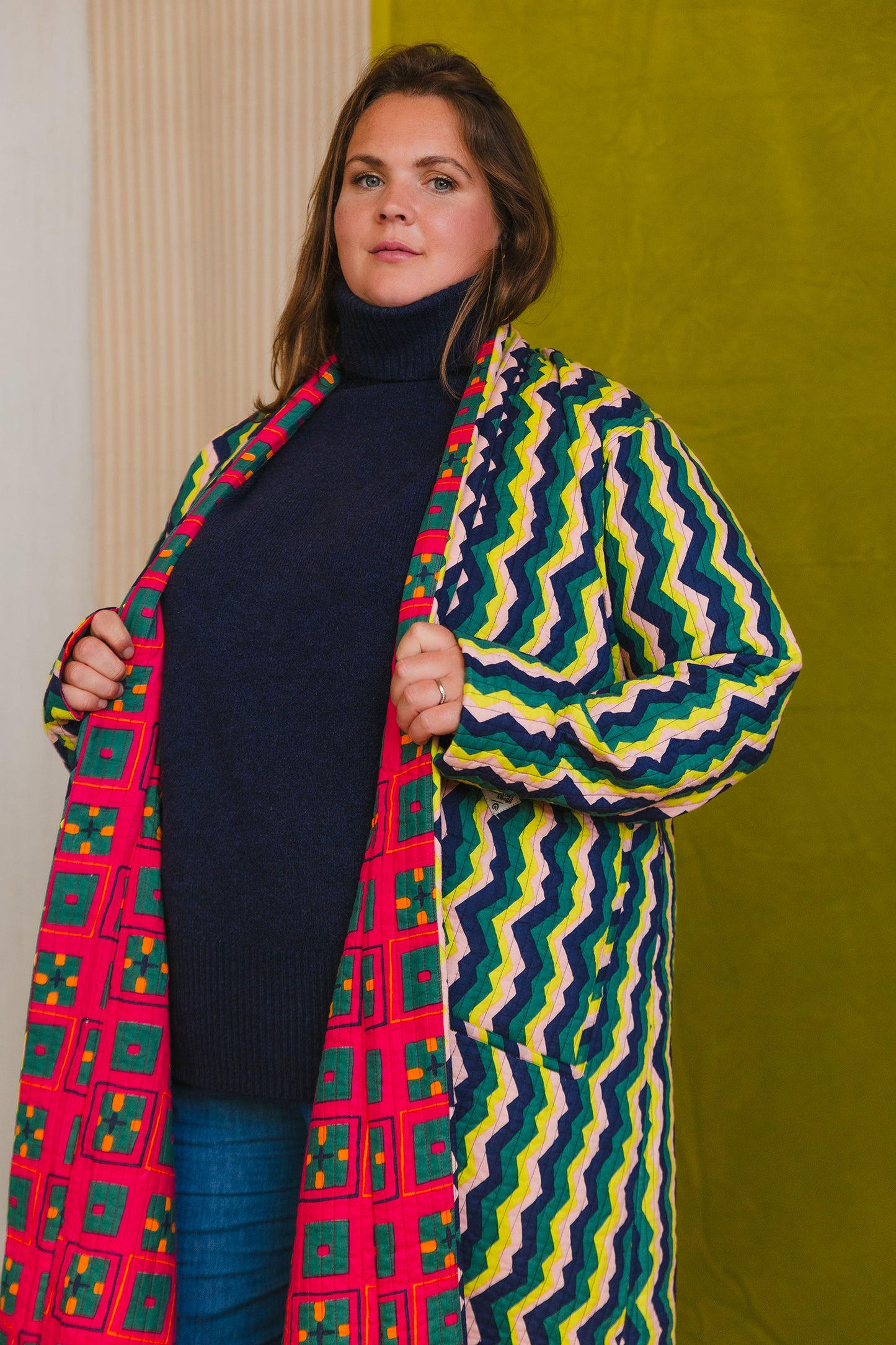 Quilted Housecoat in 'Distant Dream' & 'Splash of Orange'