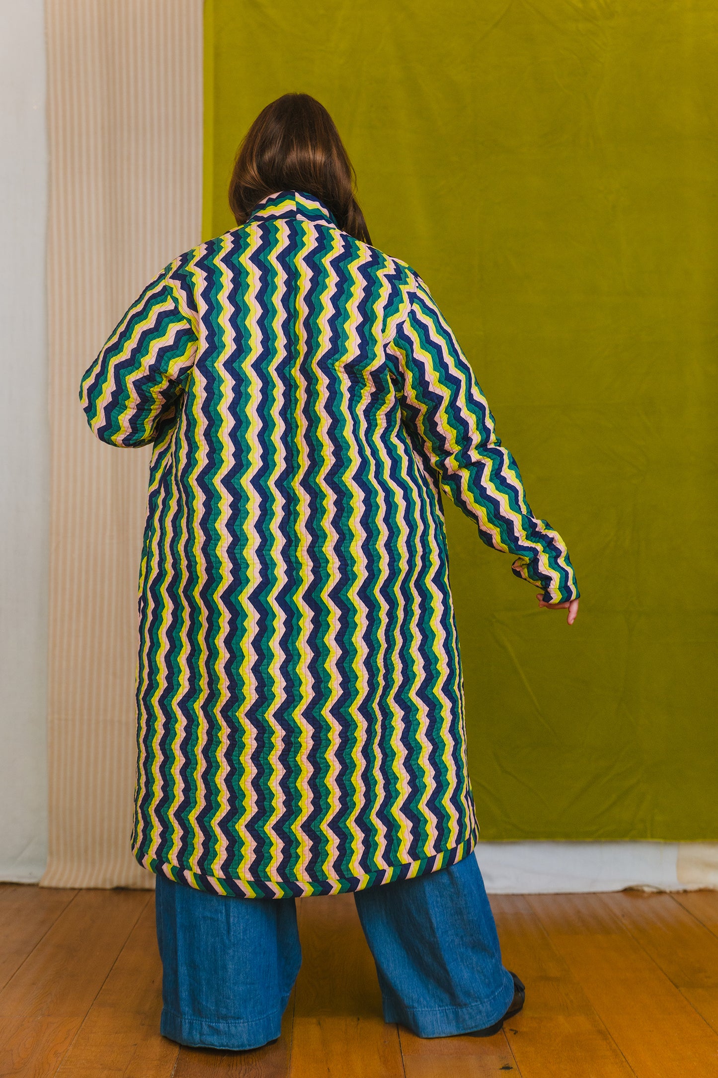 Quilted Housecoat in 'Distant Dream' & 'Splash of Orange'