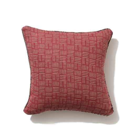 'Raspberry Hash' with 'French Grey Honeycomb' Piping Linen Cushion 45cm x 45cm
