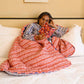 Bed Quilt in 'Crimson Tulip & Powder Tulip'