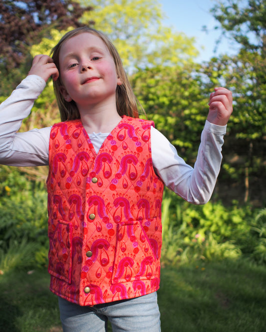 Kid's Quilted Waistcoat in 'Shrimps'