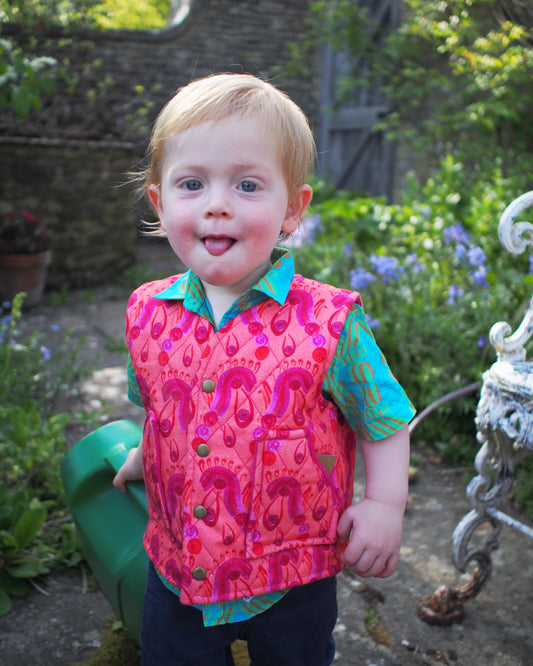 Kid's Quilted Waistcoat in 'Shrimps'