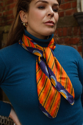 Silky Scarf in 'Oranges on Blue'