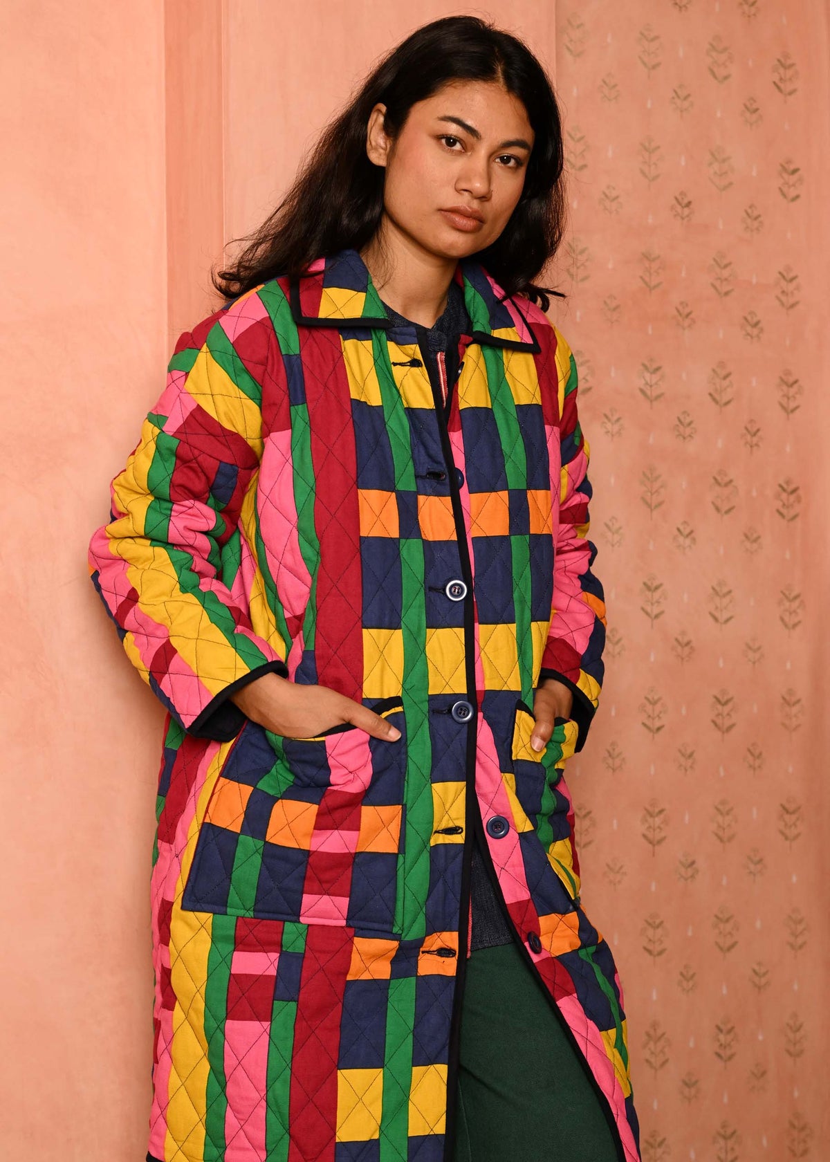 Quilted Overcoat in 'Sweet Shop'