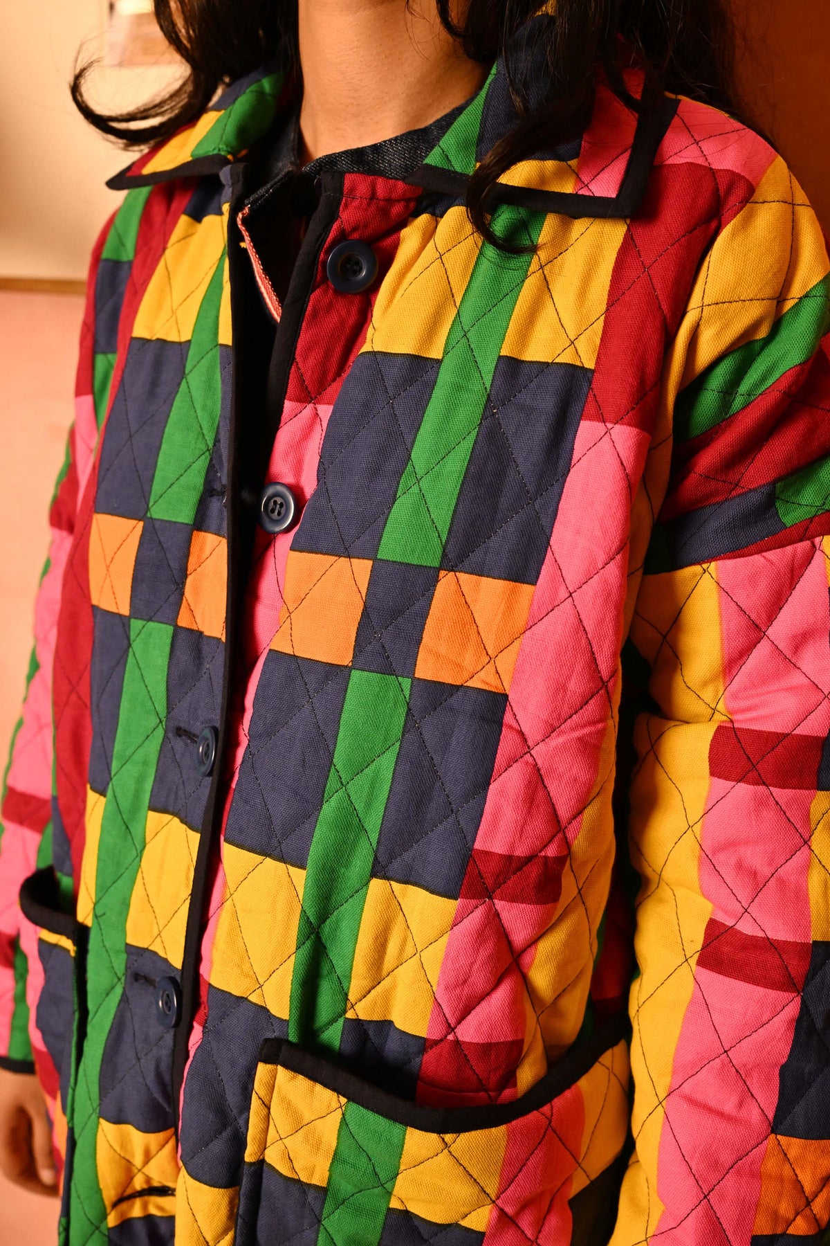 Quilted Overcoat in 'Sweet Shop'