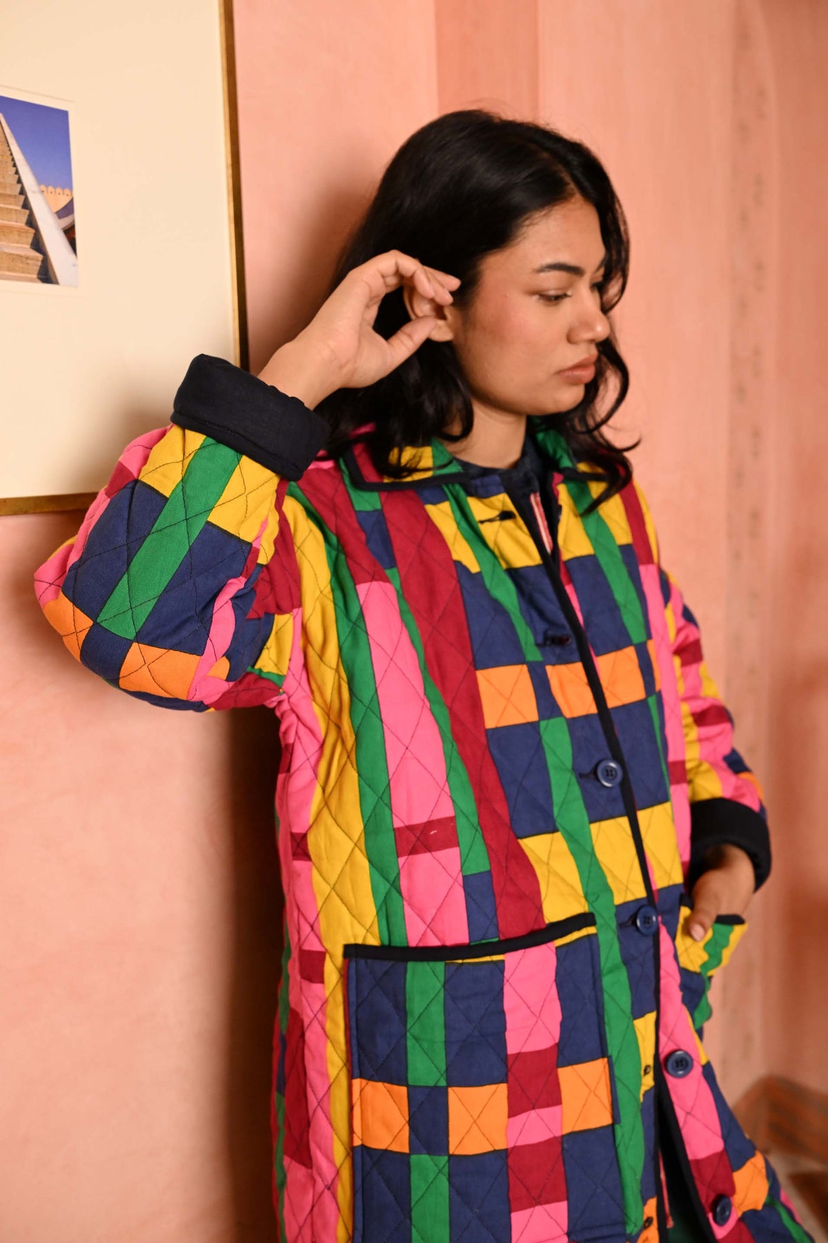 Quilted Overcoat in 'Sweet Shop'