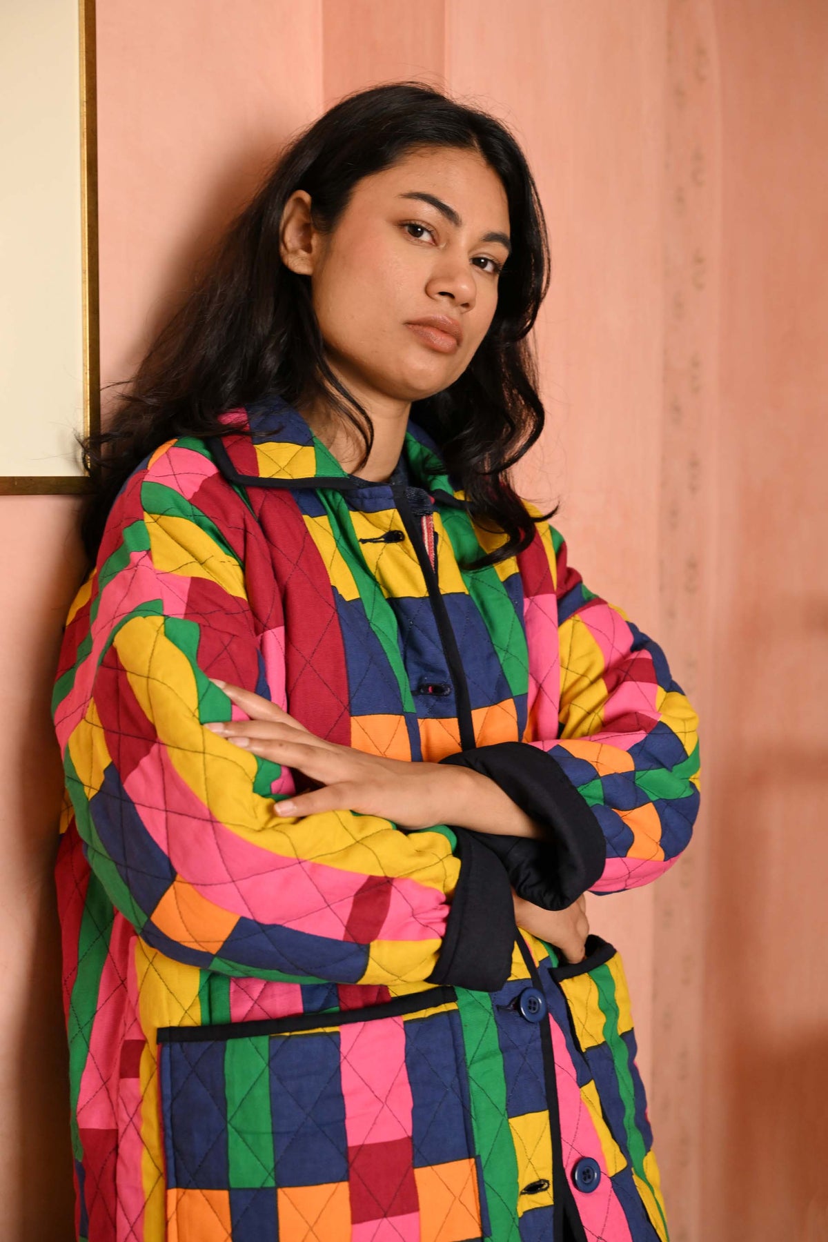 Quilted Overcoat in 'Sweet Shop'