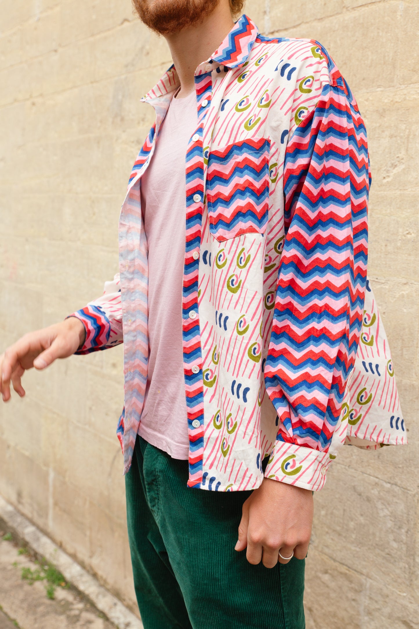 Men's Patchwork Shirt in 'Swirly Pants' & 'Candy Dreams'
