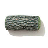 Teal honeycomb and emerald honeycomb linen short bolster 46 x 20cm