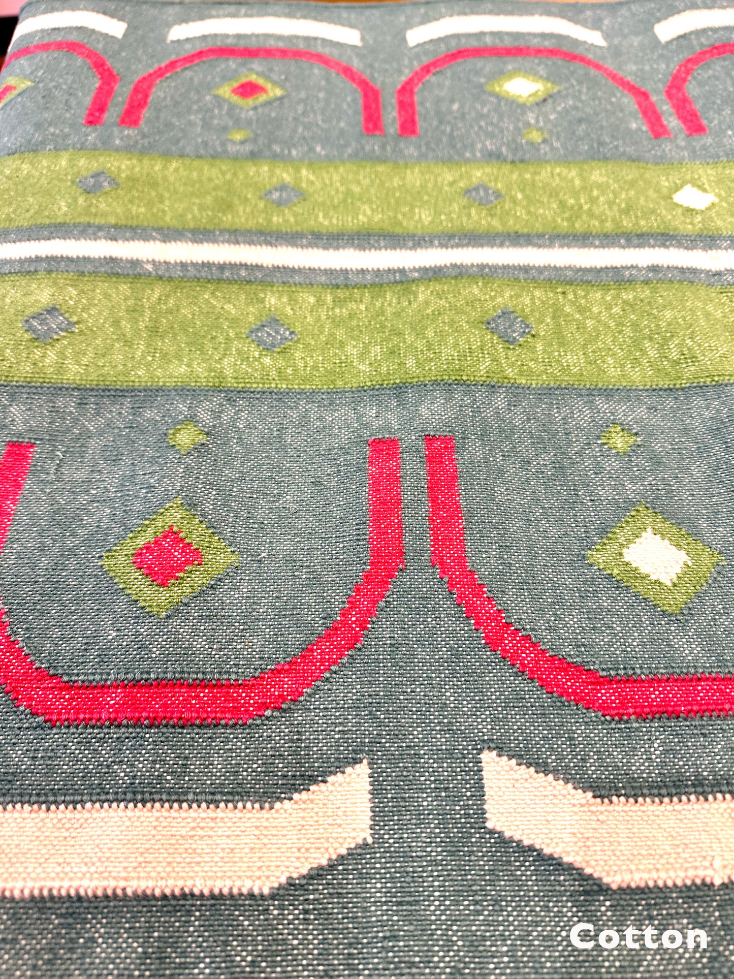 Runner Cotton Rug in 'Teal Shangri La'