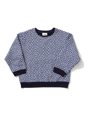 Quilted cotton Sweatshirt in 'Navy Honeycomb'