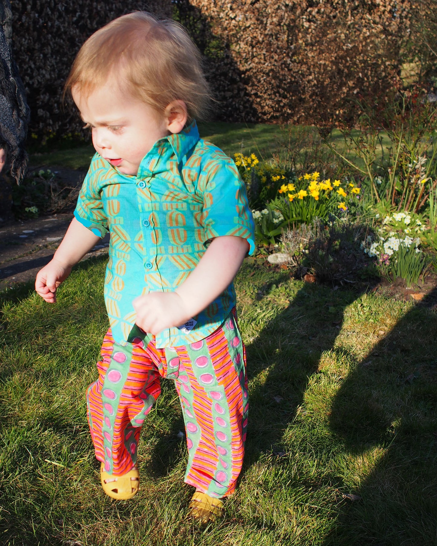 Kid's Short Sleeved Shirt in 'Turquoise Flamingo'