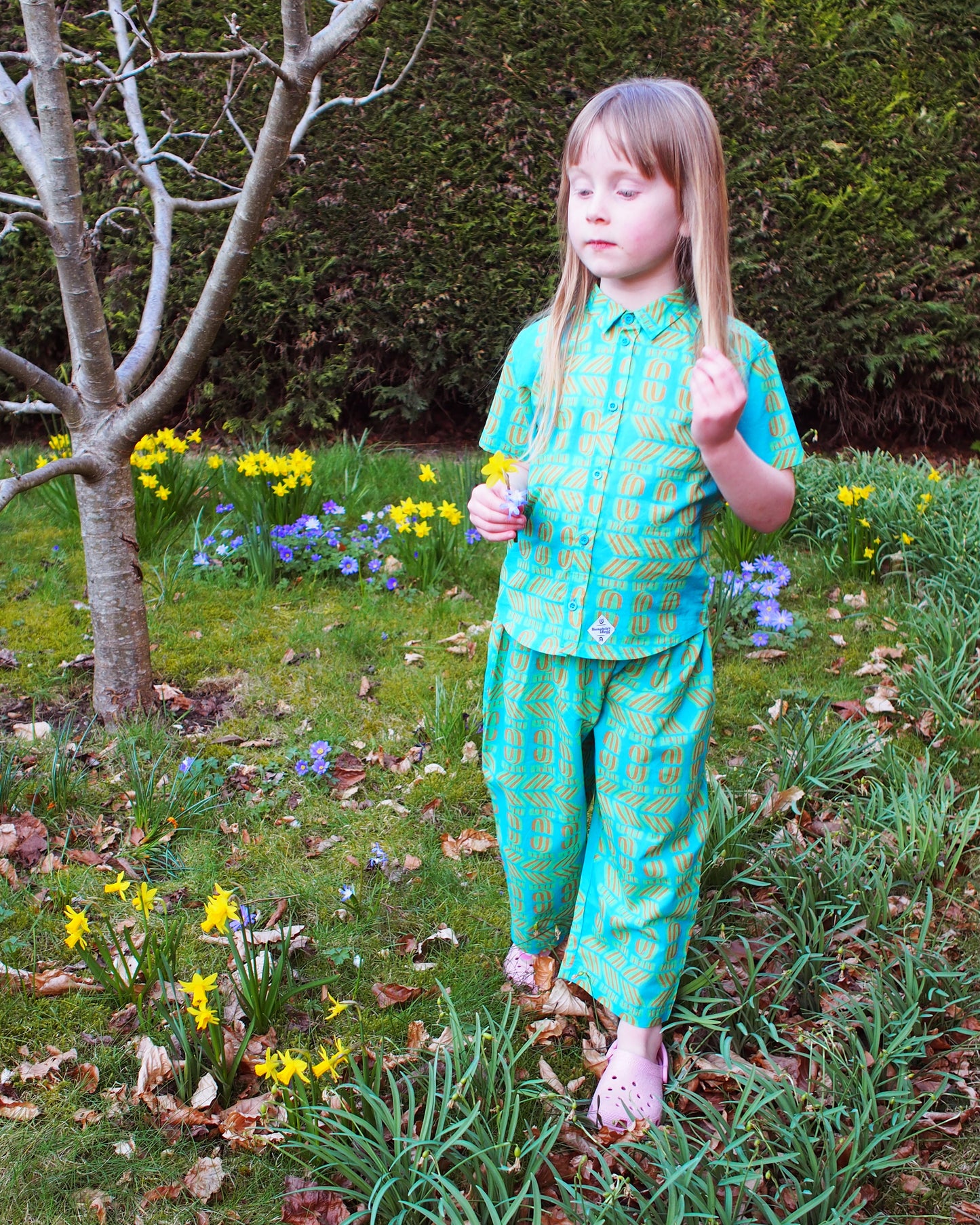 Kid's Trousers in 'Turquoise Flamingo'