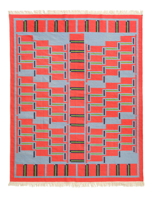 Mini Handwoven Cotton Dhurrie Rug in 'Up & Down'