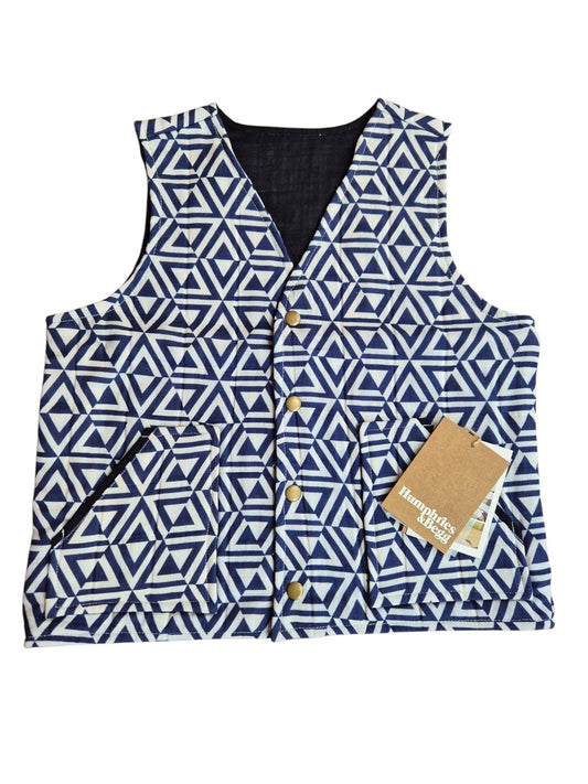 Kid's Quilted Waistcoat in 'Navy Honeycomb'