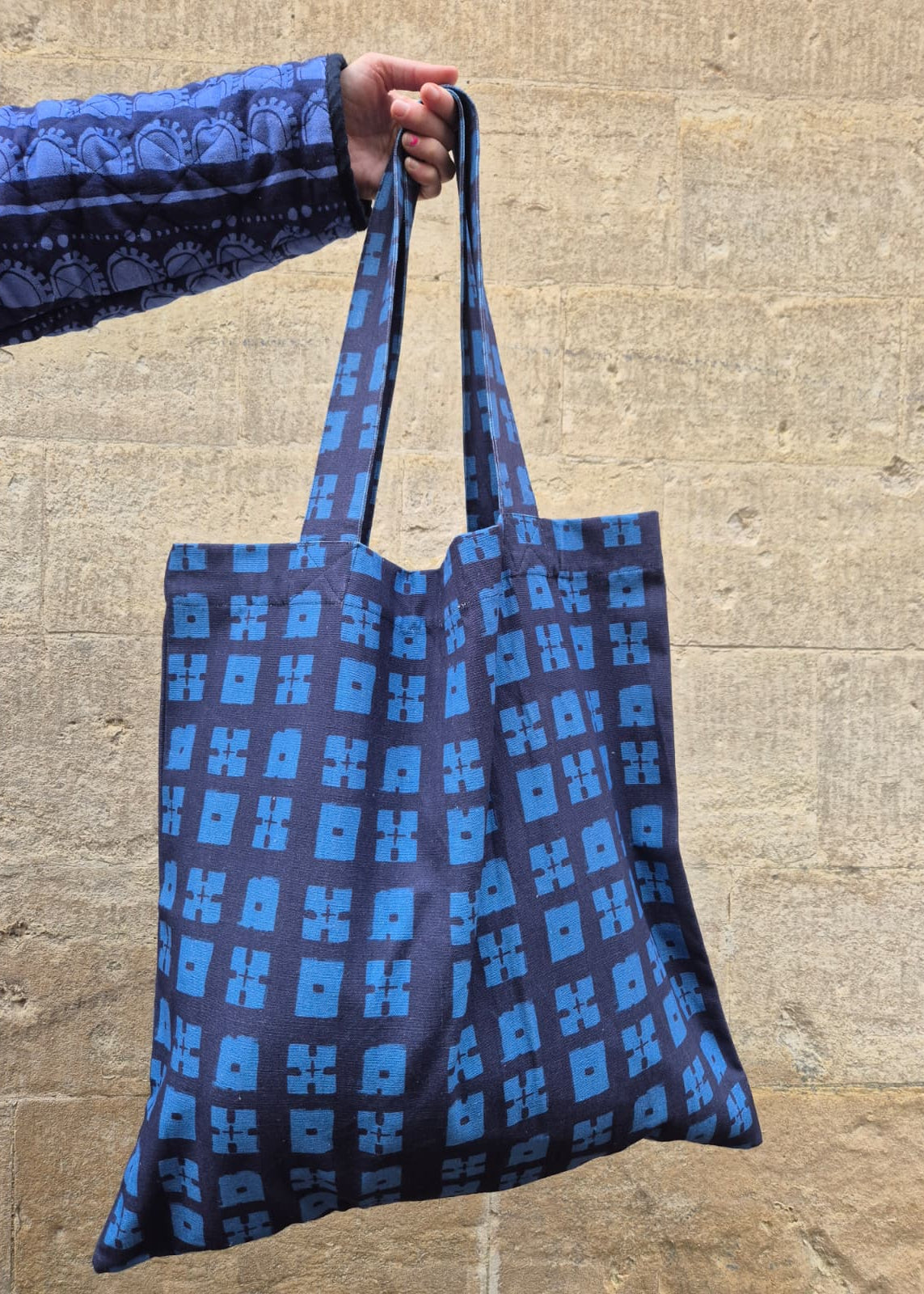Giant Tote Bag in 'Blue Chess Set' Canvas