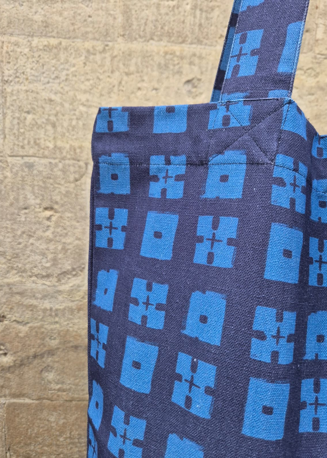 Giant Tote Bag in 'Blue Chess Set' Canvas