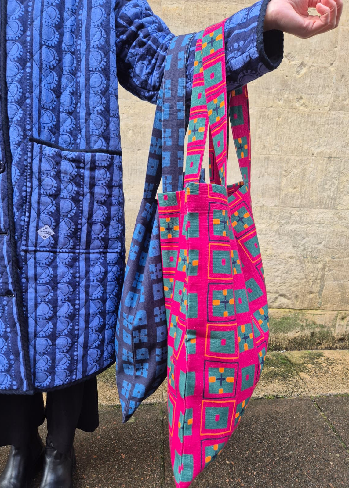 Giant Tote Bag in 'Blue Chess Set' Canvas