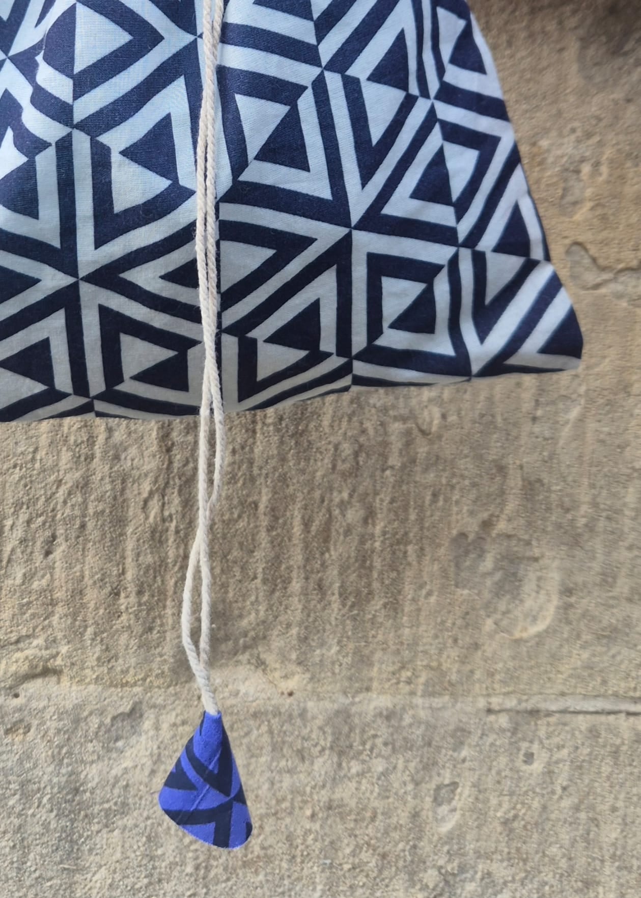 Draw String Bag 'Navy Honeycomb'