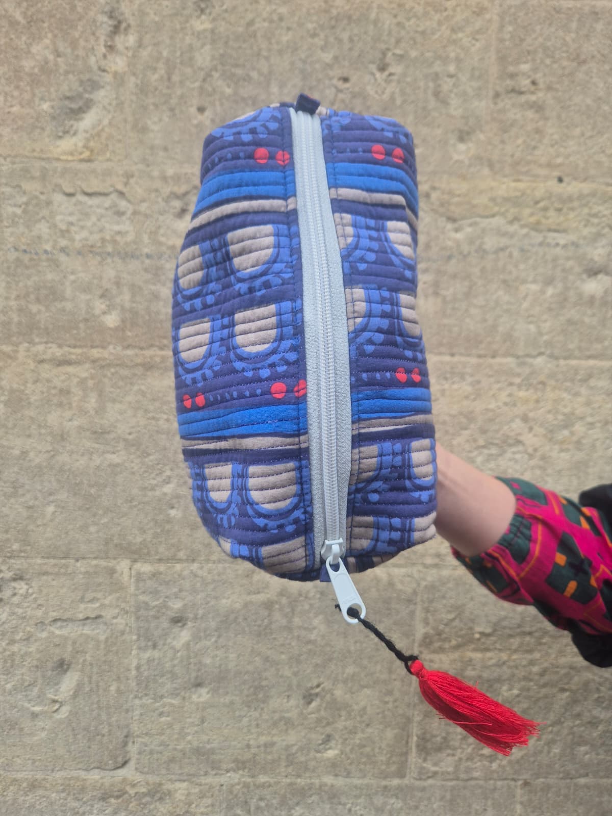 Quilted Make-up Bag  'Red Bead'