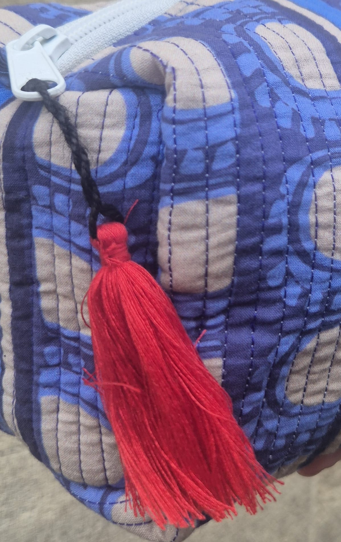 Quilted Make-up Bag  'Red Bead'