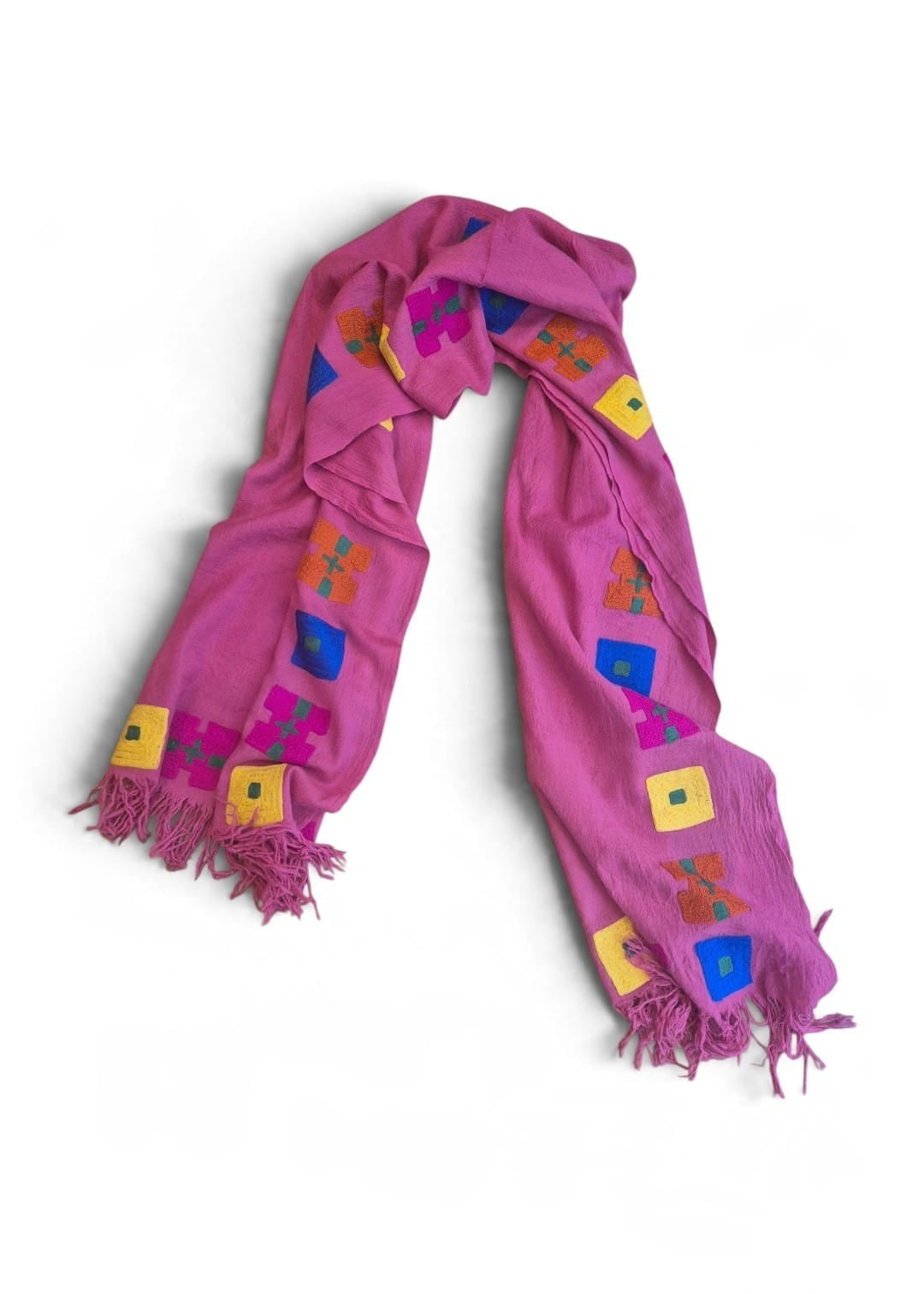 Wool Shawl in 'Pink Bric a Brac'