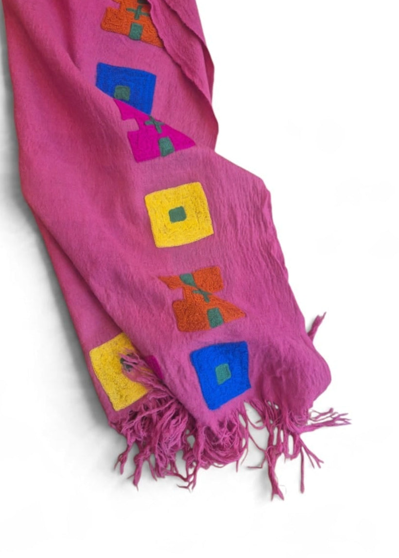 Wool Shawl in 'Pink Bric a Brac'
