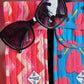 Quilted Glasses Case - Blue Honey Heart