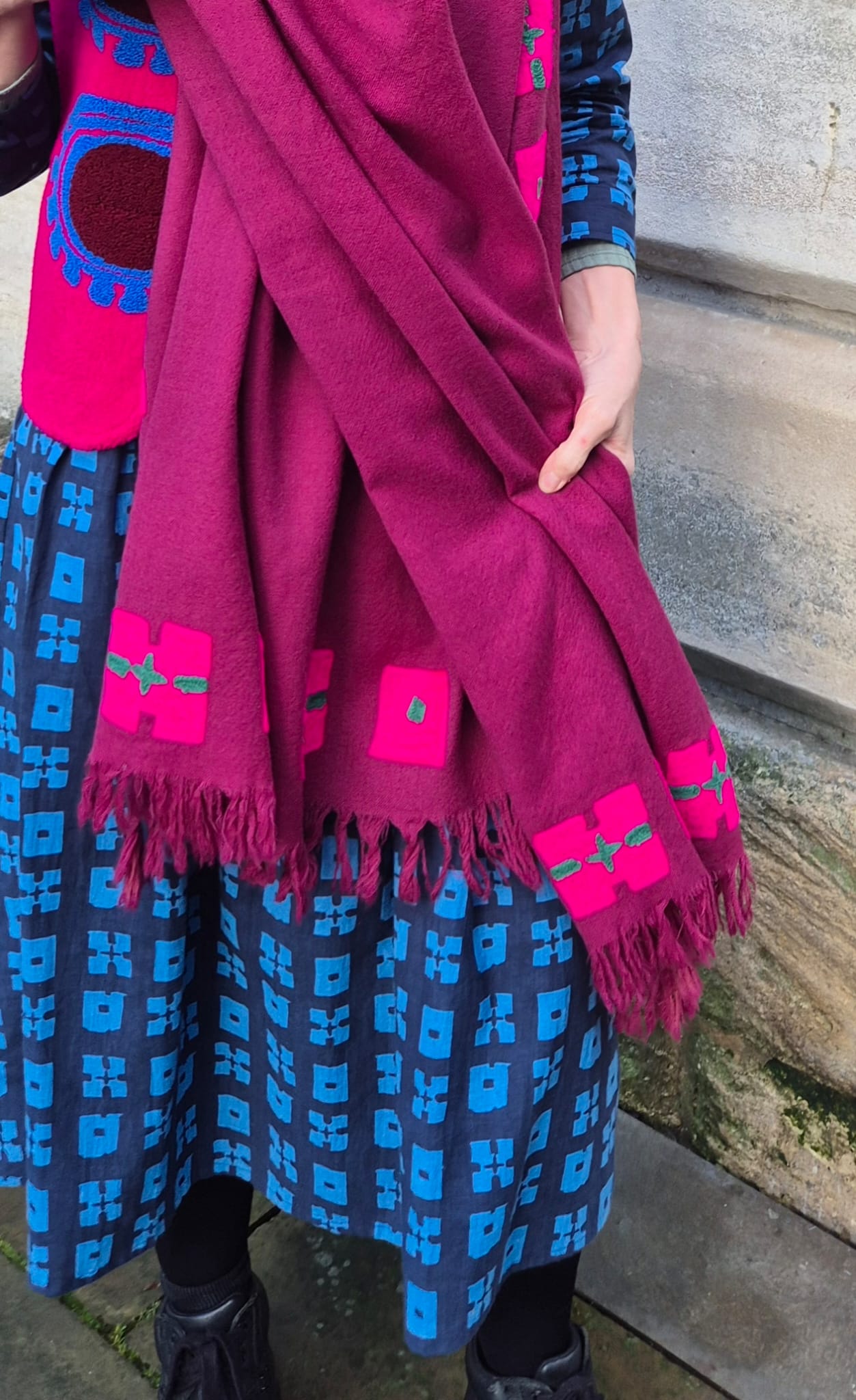 Wool Shawl in 'Burgundy Check' or 'Plum Check'