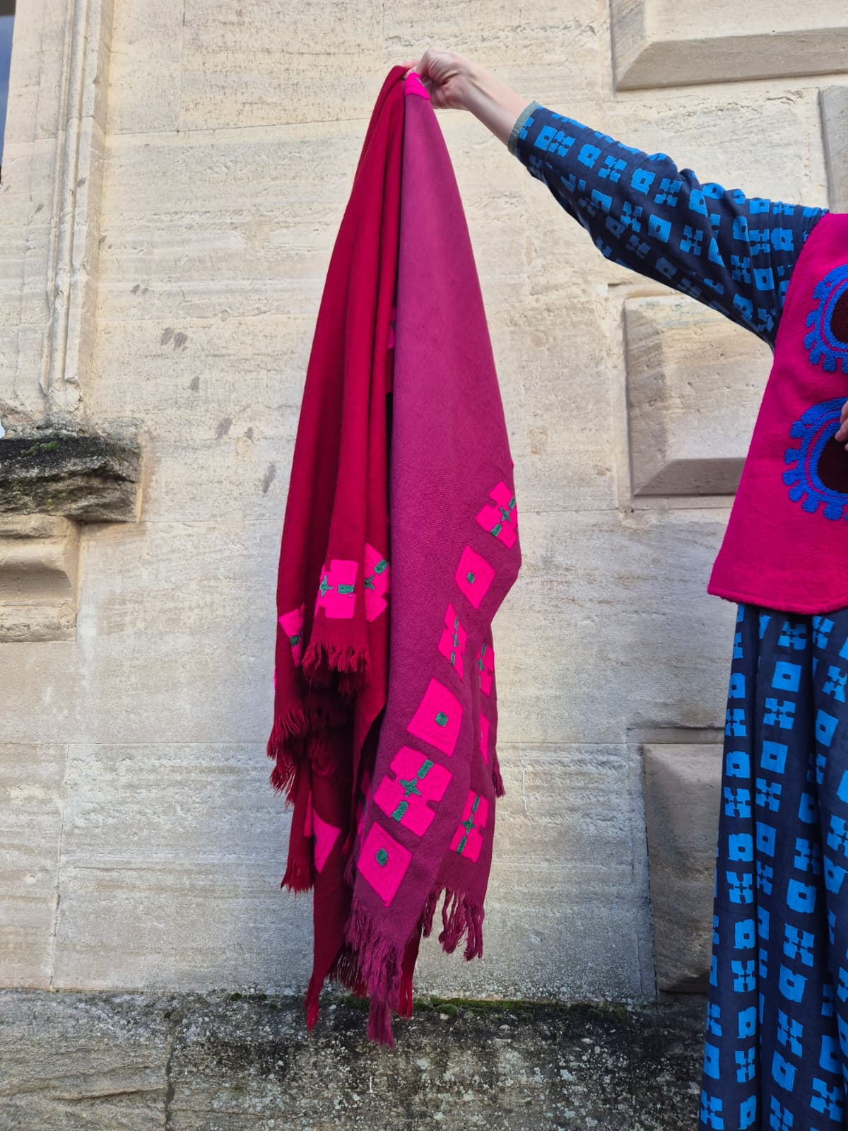 Wool Shawl in 'Burgundy Check' or 'Plum Check'