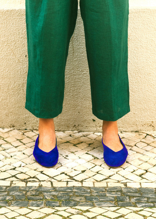 Yves Suede Blue Ballet Flat