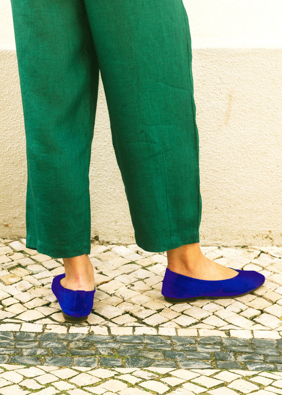 Yves Suede Blue Ballet Flat