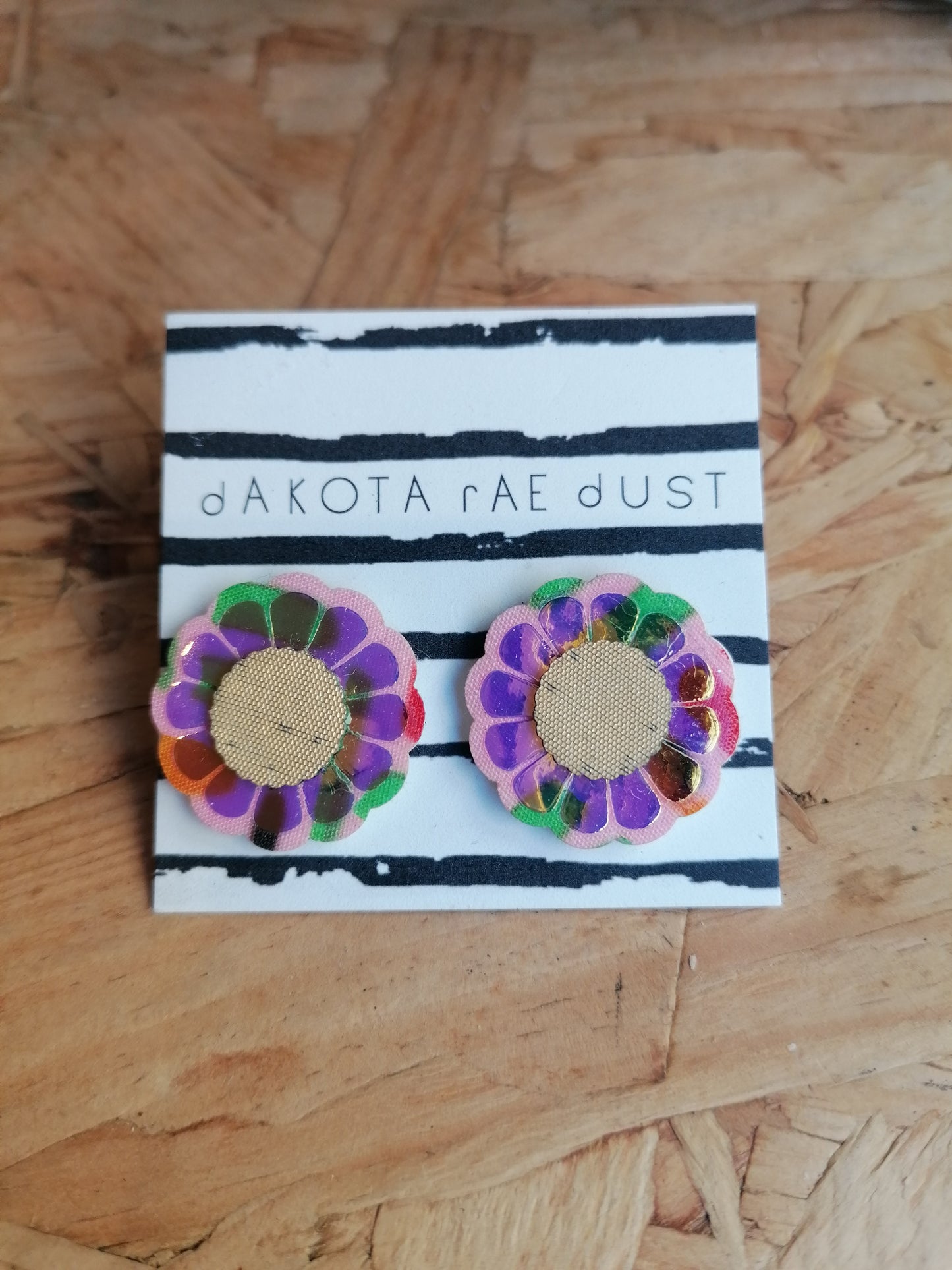 Dakota Rae Dust Earrings: Pink & Gold Flower