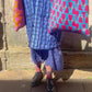 Quilted Tote Bag in 'Blue Honey Heart'