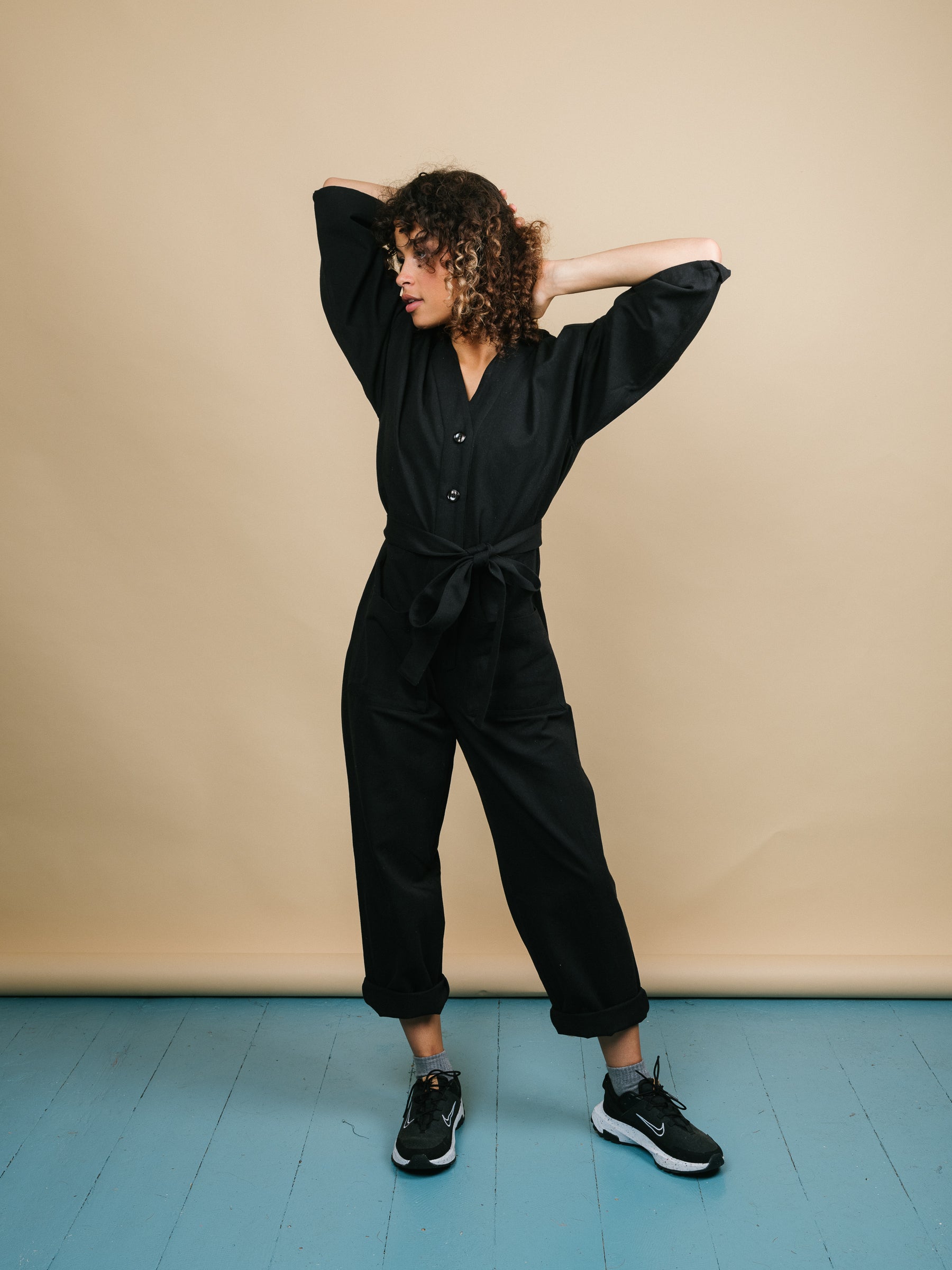 Playsuit in Black Recycled cotton-Humphries and Begg