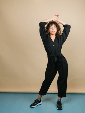 Playsuit in Black Recycled cotton-Humphries and Begg