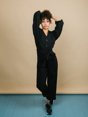 Playsuit in Black Recycled cotton-Humphries and Begg