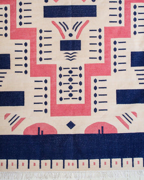 Desert Blues Rug - Handwoven cotton dhurrie-Humphries and Begg