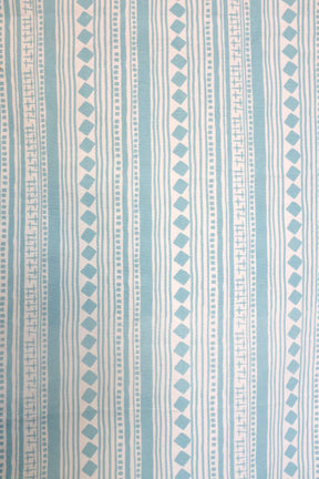 Aquamarine cabaret stripe and rose hash cotton short bolster 46 x 20cm-Humphries and Begg