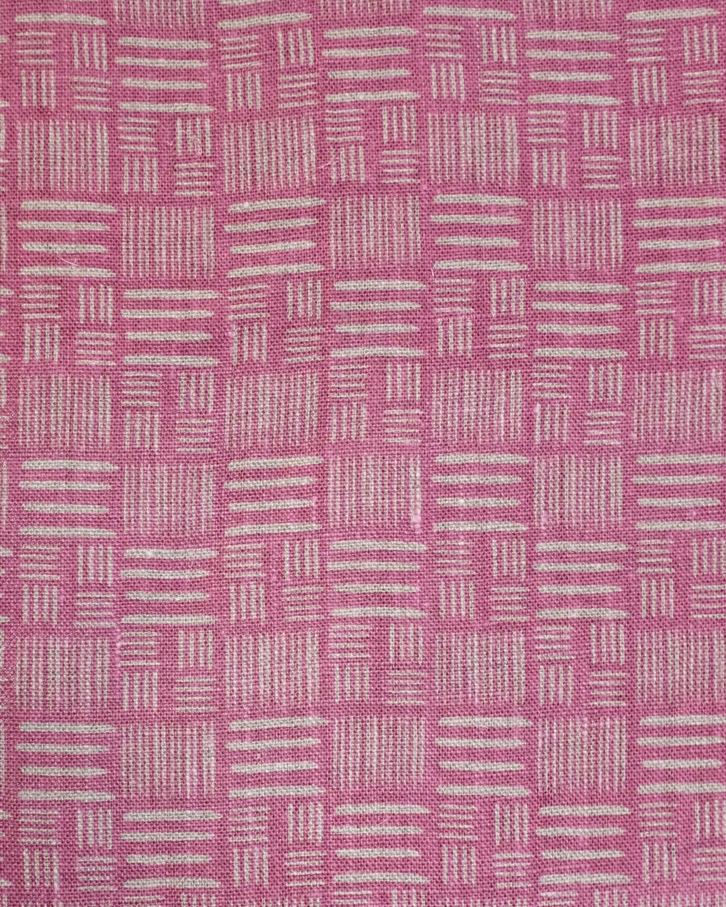 Fabric - Linen - Hash in Raspberry Hash £32 p/m-Humphries and Begg