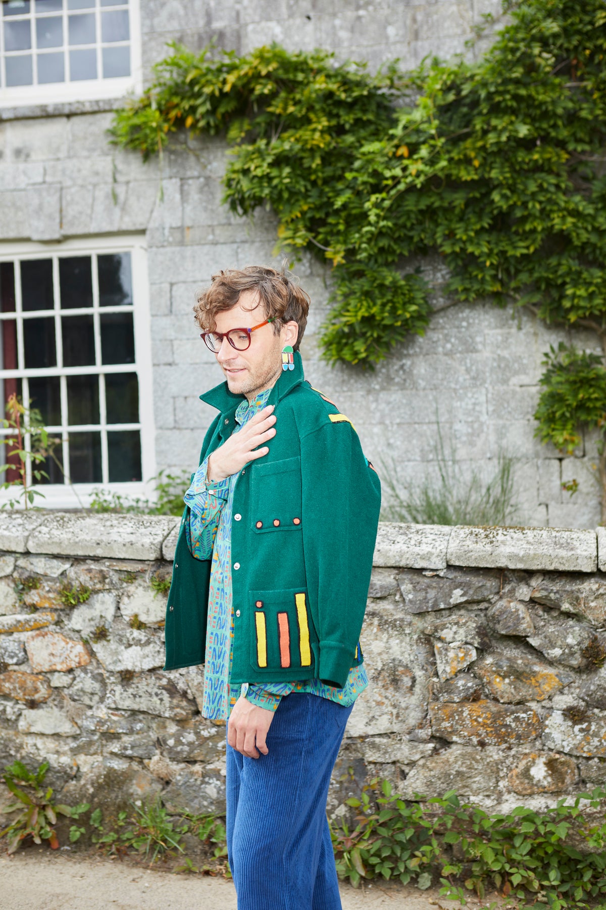 Unisex Embroidered Jacket in 'Green'