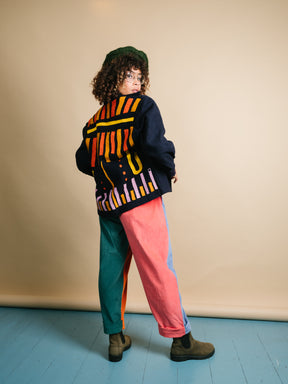 Unisex Embroidered Jacket in 'Navy'