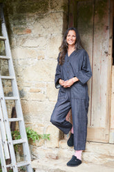 Playsuit in Black recycled Herringbone