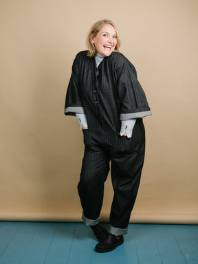 Playsuit in Black recycled Herringbone-Humphries and Begg