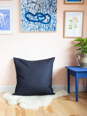 Floor Cushion - French Grey Honeycomb in Linen