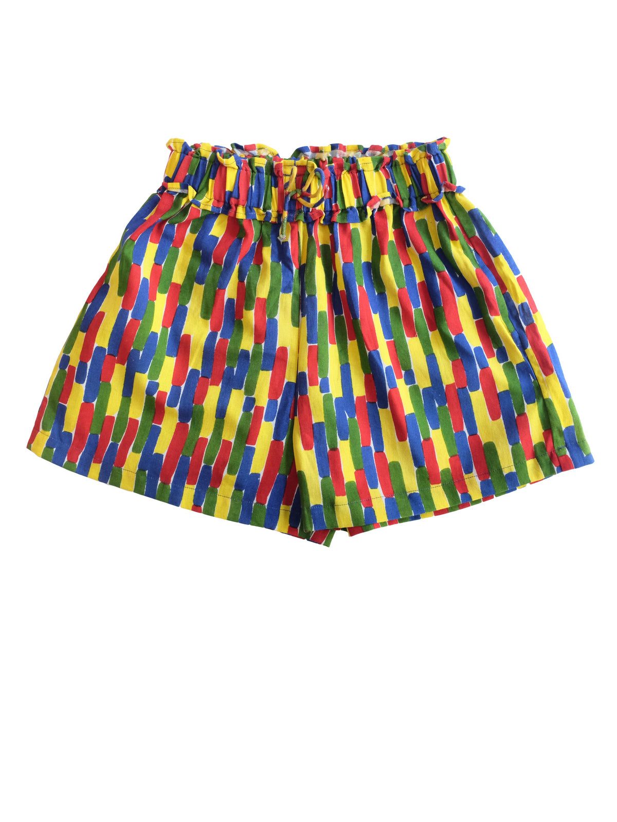 Girls linen blend shorts in Parrot Streak from 1-8yrs-Humphries and Begg