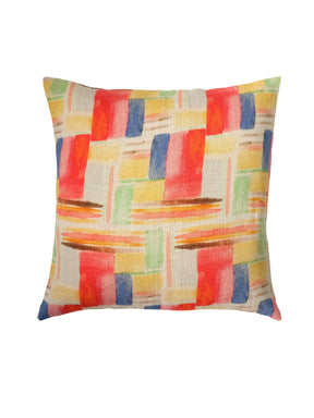 Small colour dreamer and raspberry cabaret stripe linen cushion 50 x 50cm-Humphries and Begg