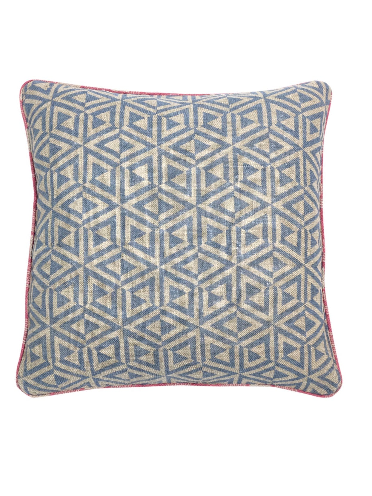 Small piped grey honeycomb linen cushion 45 x 45cm-Humphries and Begg