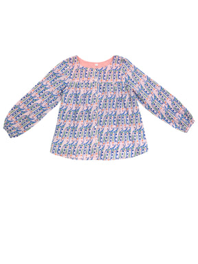 Kids organic cotton smock in Hungry Bugs on Pink 0 - 6 yrs-Humphries and Begg