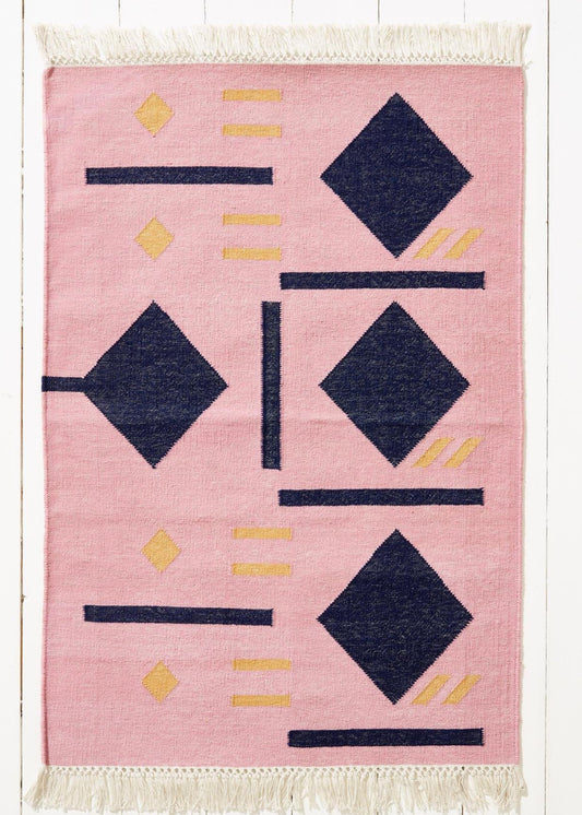 Diamond Rug - Handwoven cotton dhurrie-Humphries and Begg